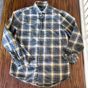 Pladra Flannel Plaid LS Shirt Men M Hunting Outdoor Flip Contrast Cuff **